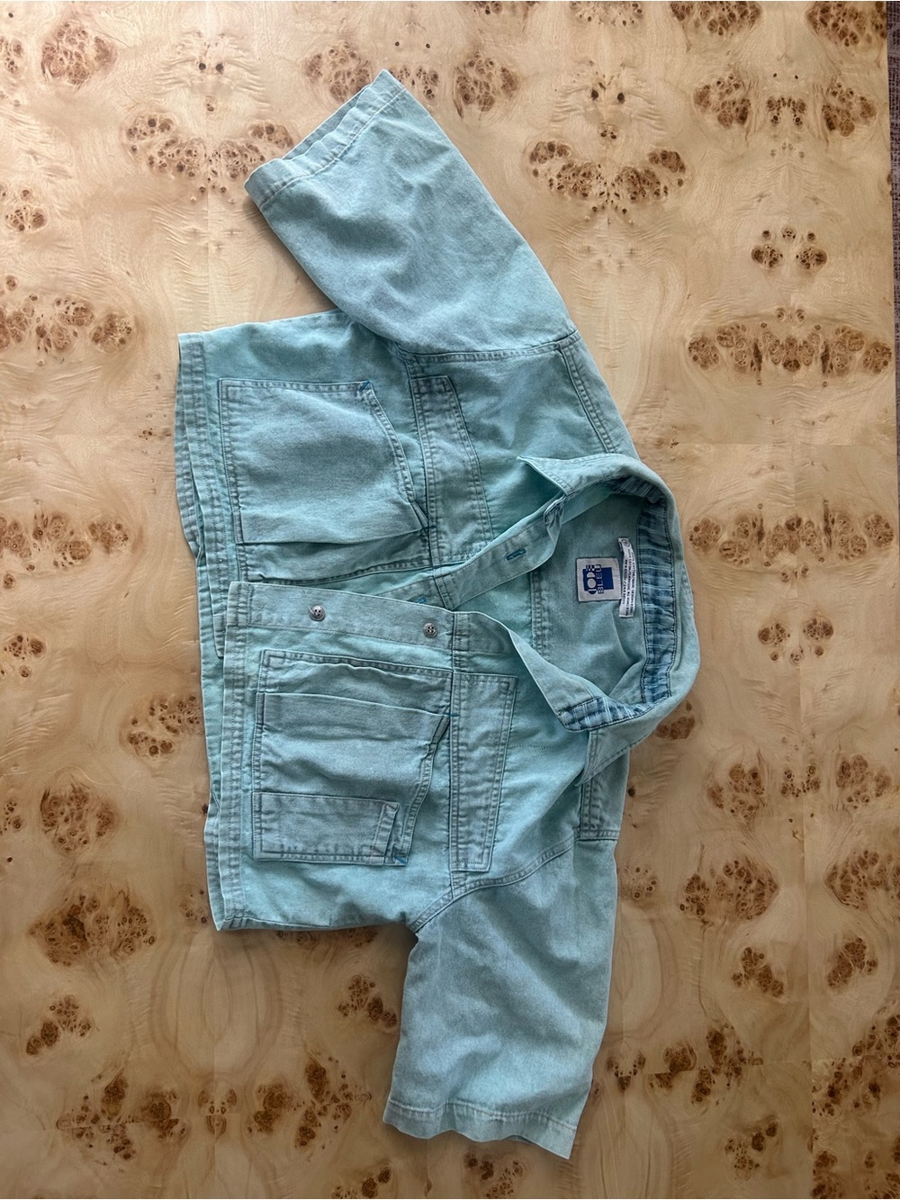 Vintage Code Bleu 80s 90s Made in Hong Kong Cropped Denim Button Up